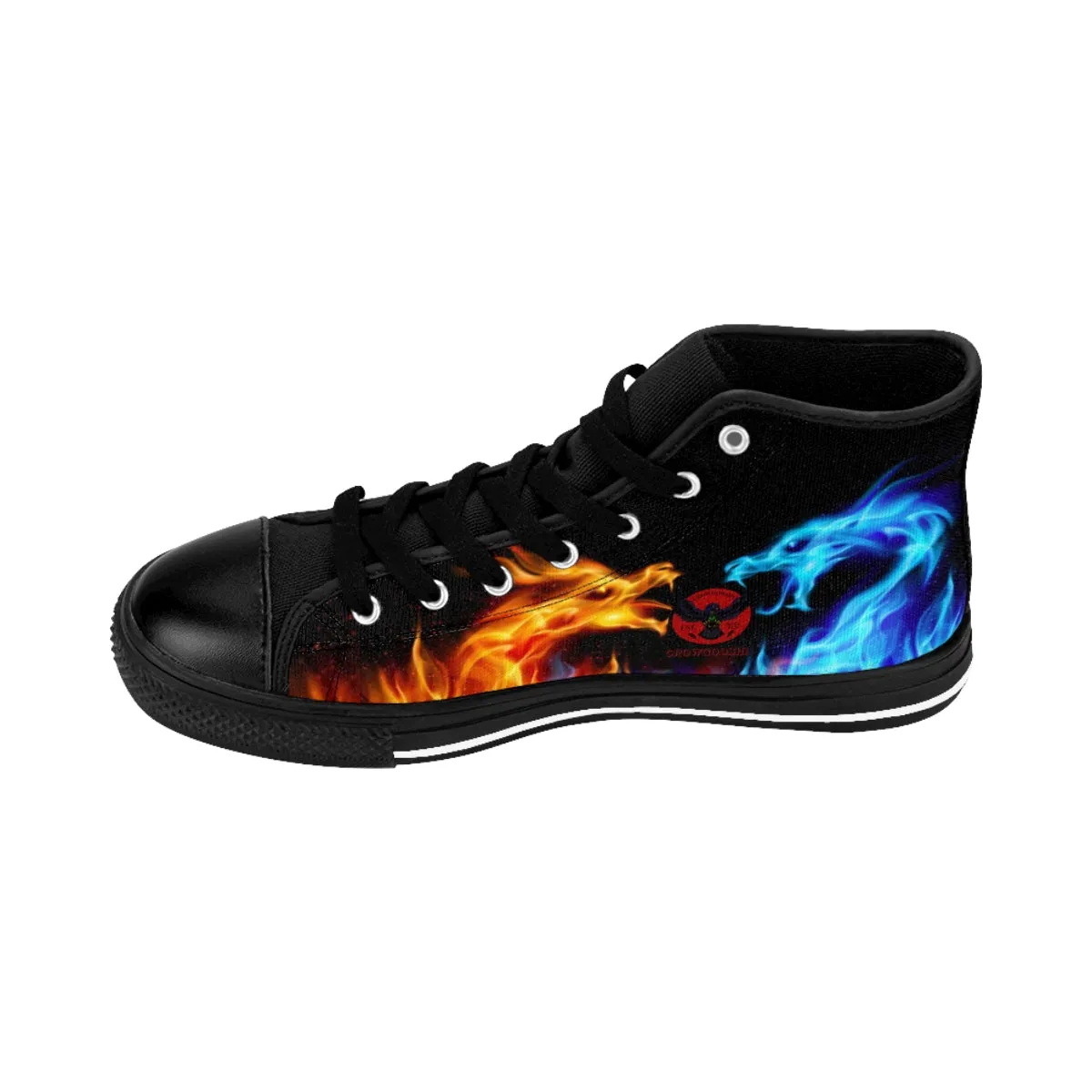 Crowgodshi Designer High-Tops Red & Blue Dragon FLAMES EDITION