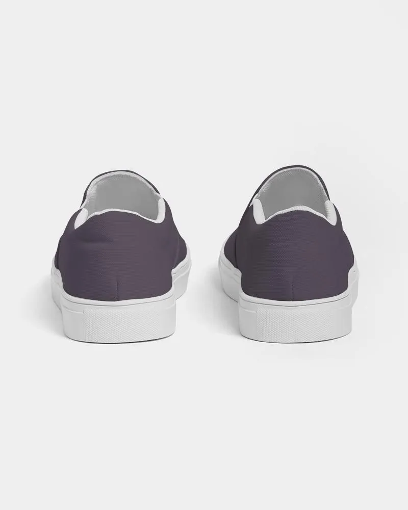 Dark Purple Gray Slip-On Canvas Sneakers | Women's | Dark Pale Pastel Purple Gray | C15M30Y0K80