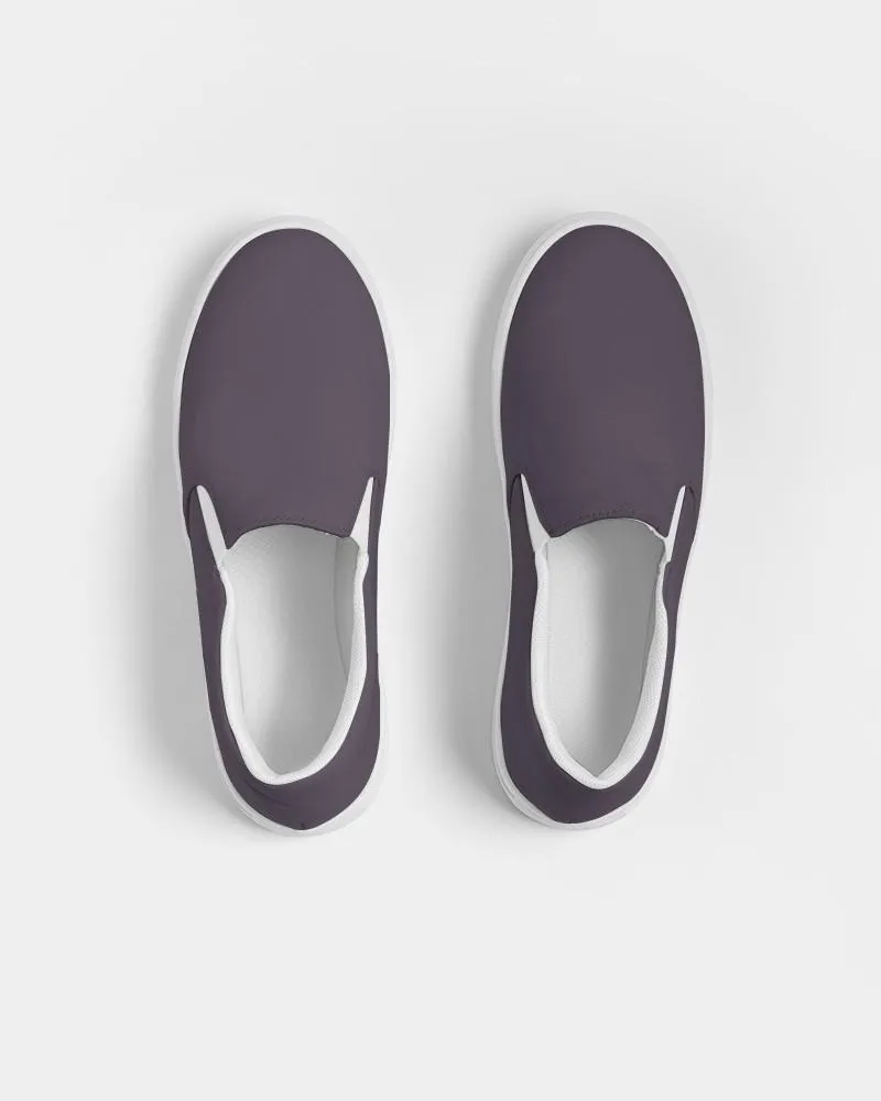 Dark Purple Gray Slip-On Canvas Sneakers | Women's | Dark Pale Pastel Purple Gray | C15M30Y0K80