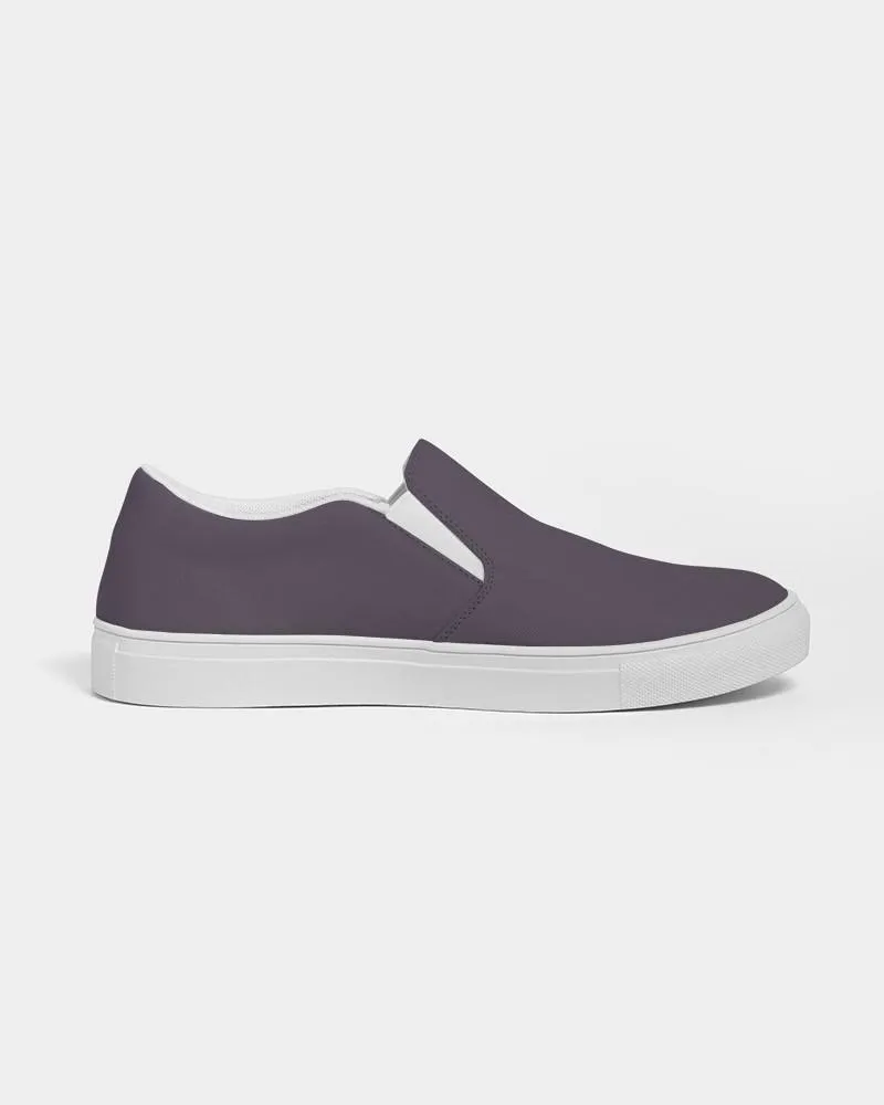 Dark Purple Gray Slip-On Canvas Sneakers | Women's | Dark Pale Pastel Purple Gray | C15M30Y0K80