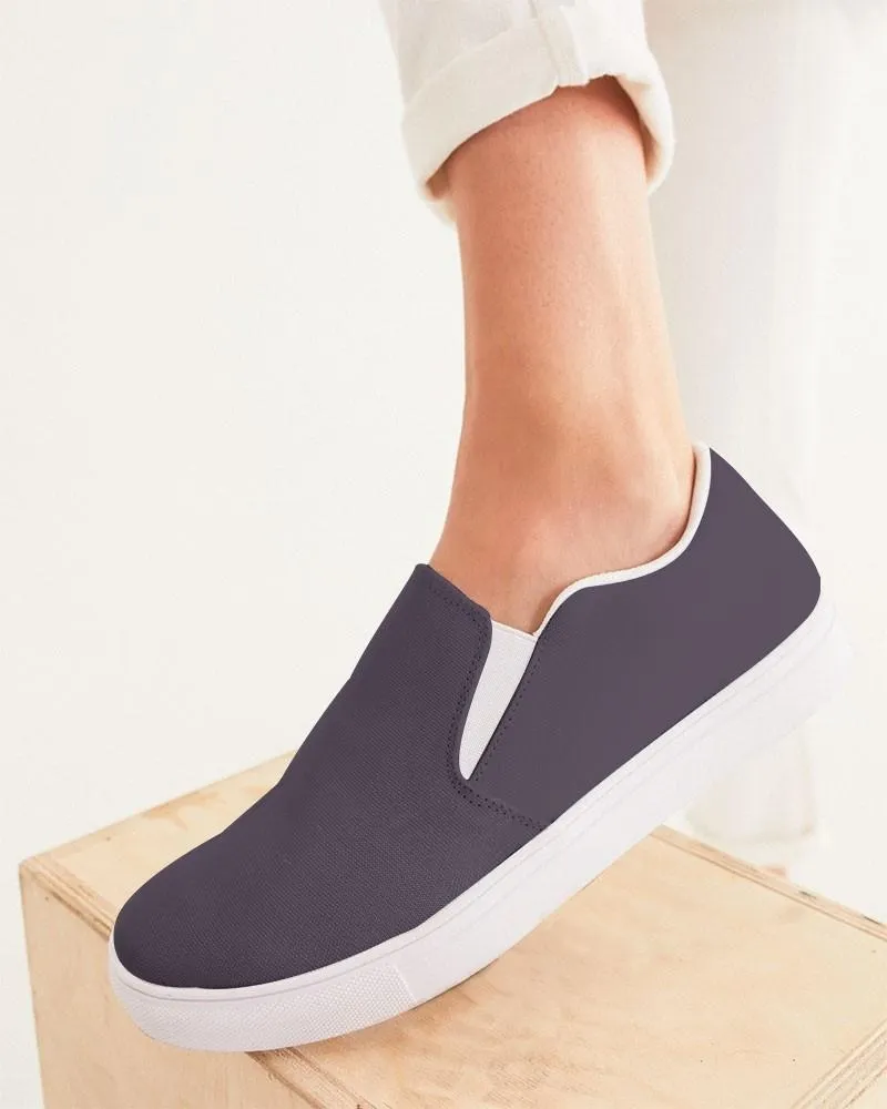 Dark Purple Gray Slip-On Canvas Sneakers | Women's | Dark Pale Pastel Purple Gray | C15M30Y0K80