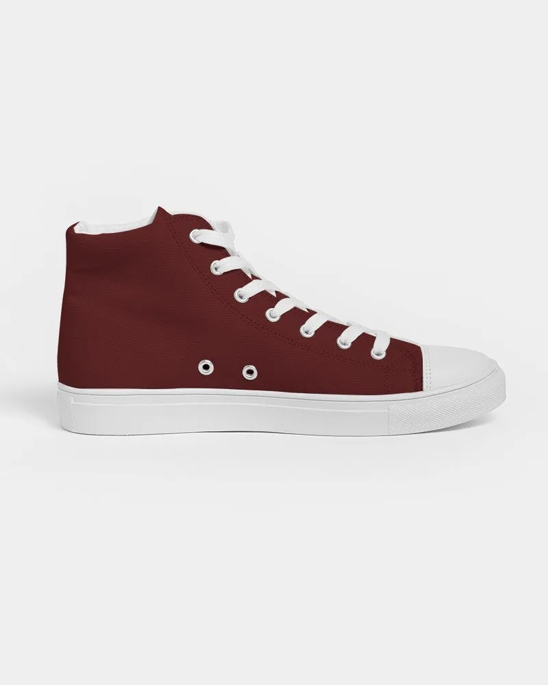 Dark Red Women's High-top Canvas Sneakers | Women's | Dark Pure Red | C0M100Y100K80