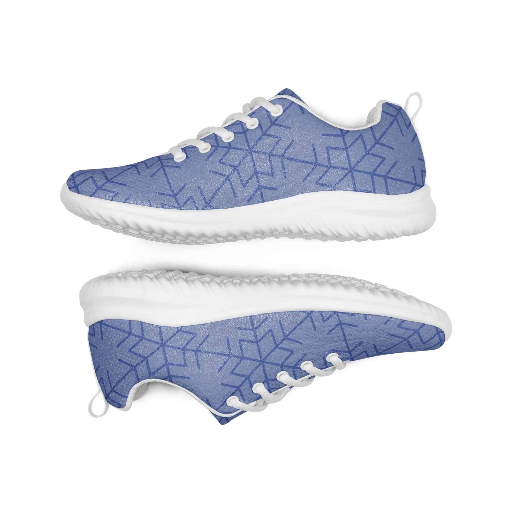 DASH Silver Blue Snow Flake Men’s Athletic Shoes Lightweight Breathable Design by IOBI Original Apparel