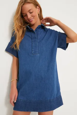 Denim Trapunto Stitch Sofia Shirt Dress