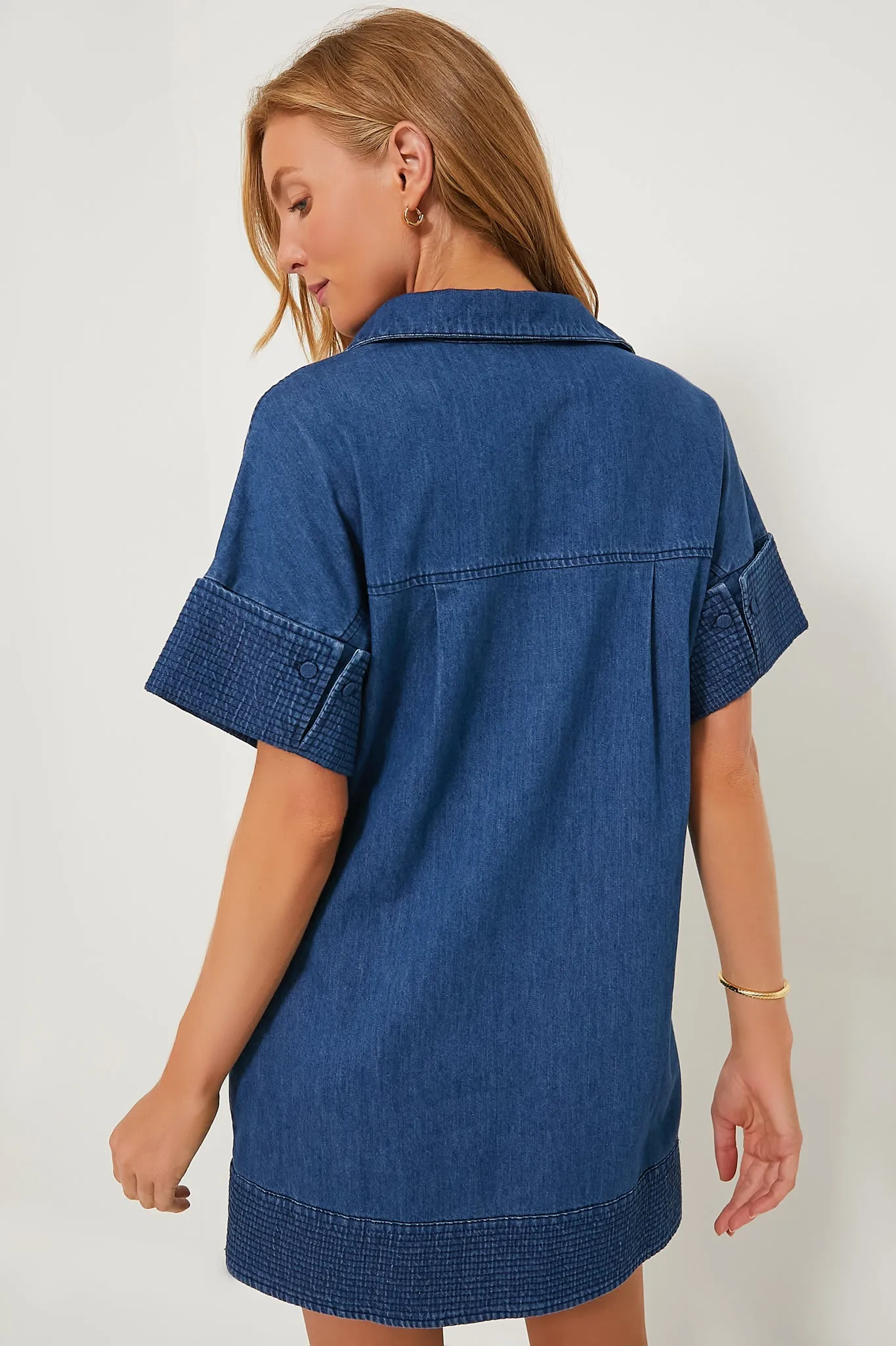 Denim Trapunto Stitch Sofia Shirt Dress