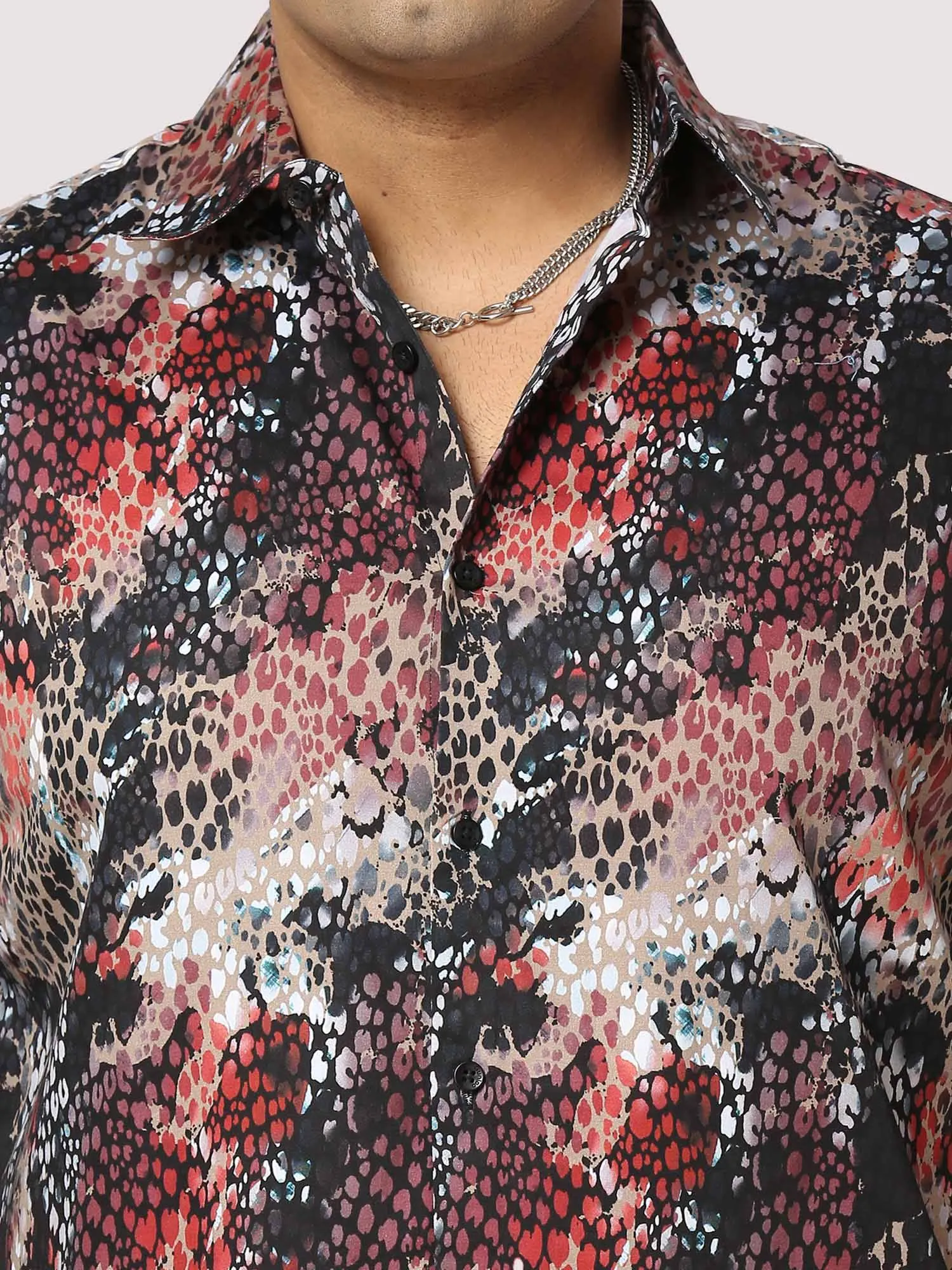 Disco Dots Digital Printed Half Shirt Men's Plus Size