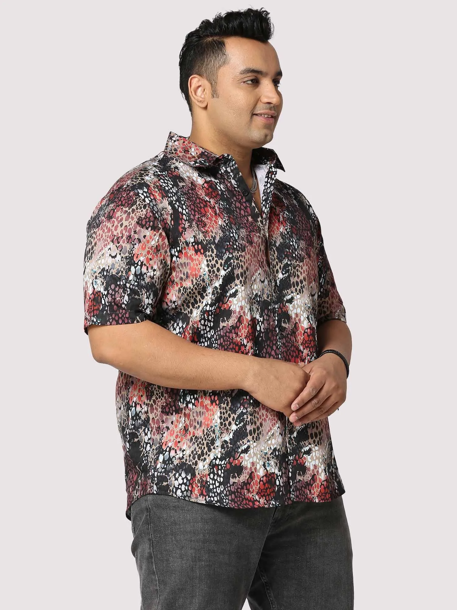 Disco Dots Digital Printed Half Shirt Men's Plus Size