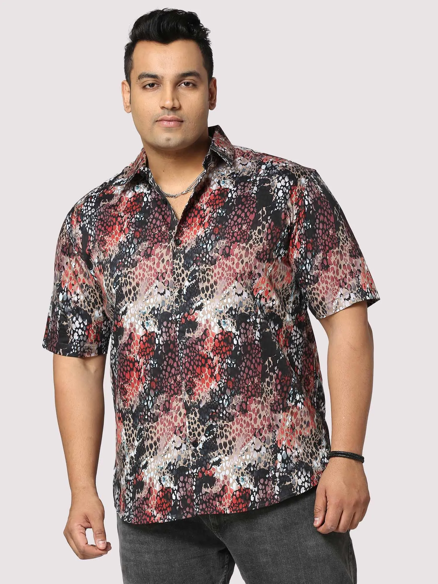 Disco Dots Digital Printed Half Shirt Men's Plus Size