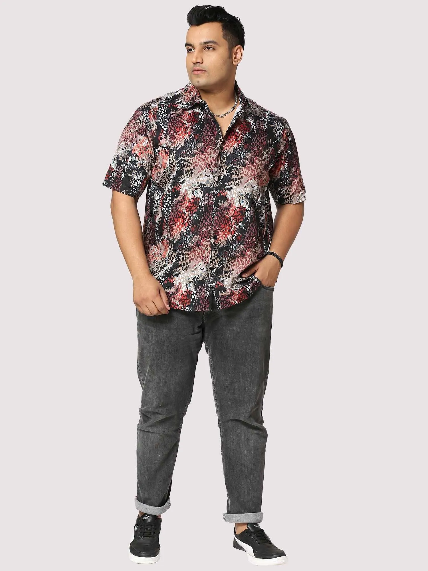 Disco Dots Digital Printed Half Shirt Men's Plus Size