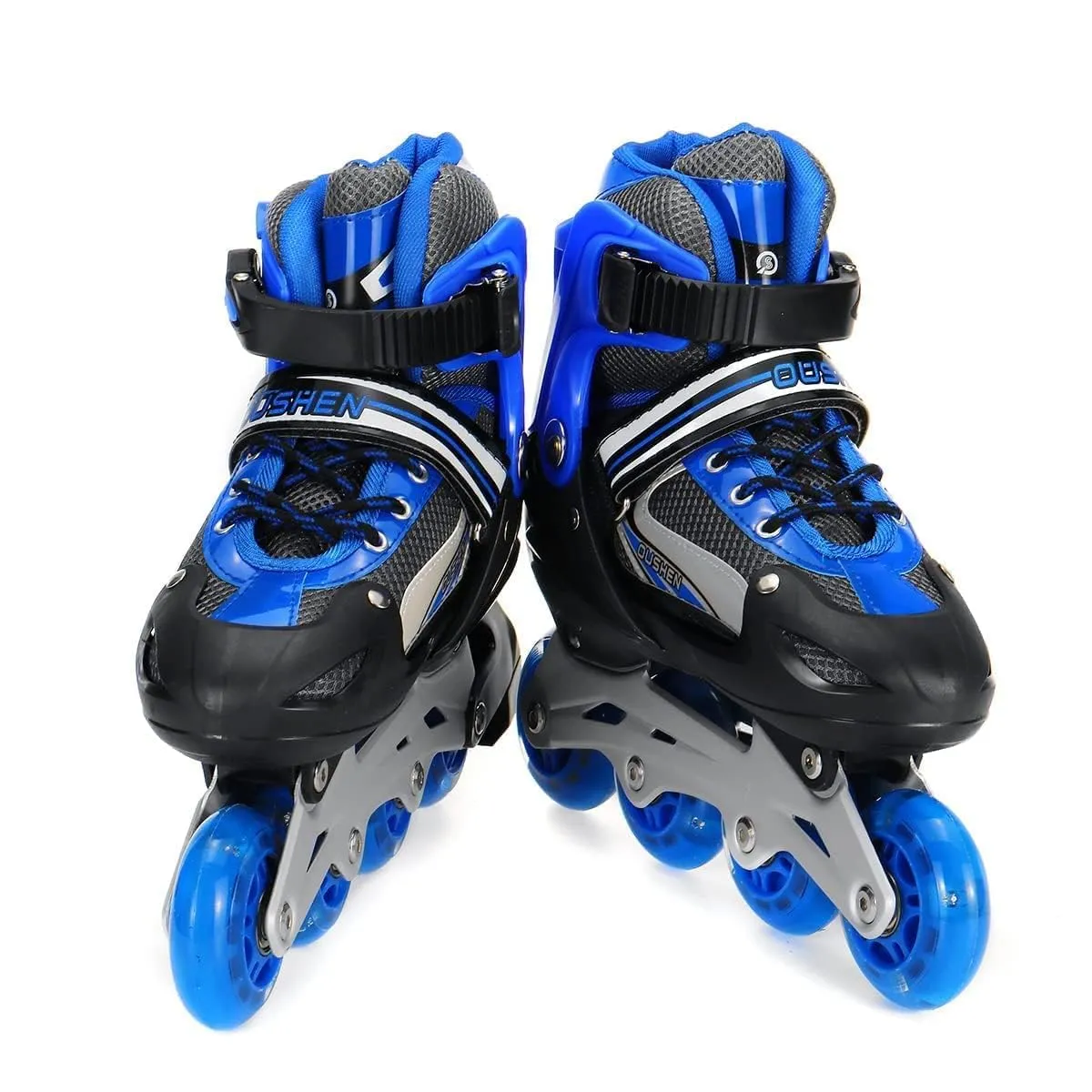 Eopzo New Inline Skates, Adjustable Inline Roller Skates for Unisex Kids | 7 to 14 Years Unisex Outdoor Skating Shoes Roller Blades with Led Flash Lights Featuring Wheels for Skating (Blue, 4 Wheel)