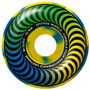 F4 Multiswirl Classic 53mm 99a Yellow/Blue Skateboard Wheels