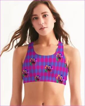 Floral Reign Plaid Womens Seamless Sports Bra