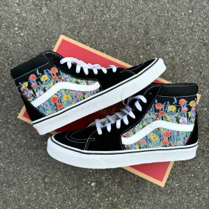 Flower Field Vans SK8-Hi Shoes for Women and Men