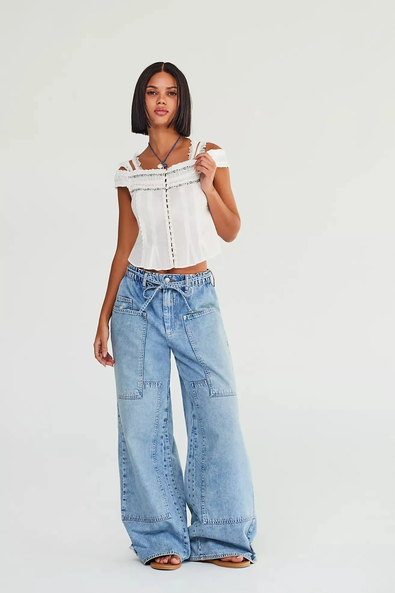 Free People Crvy Outlaw Wide Leg DRIZZLE