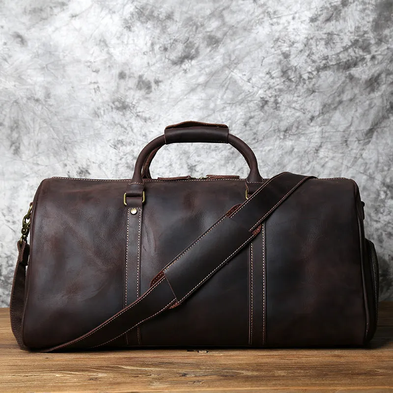 Full Grain Leather Duffle Bag, Large Travel Bag, Mens Leather Weekend Bag, Personalized Outdoor Bag, Holdall Bag