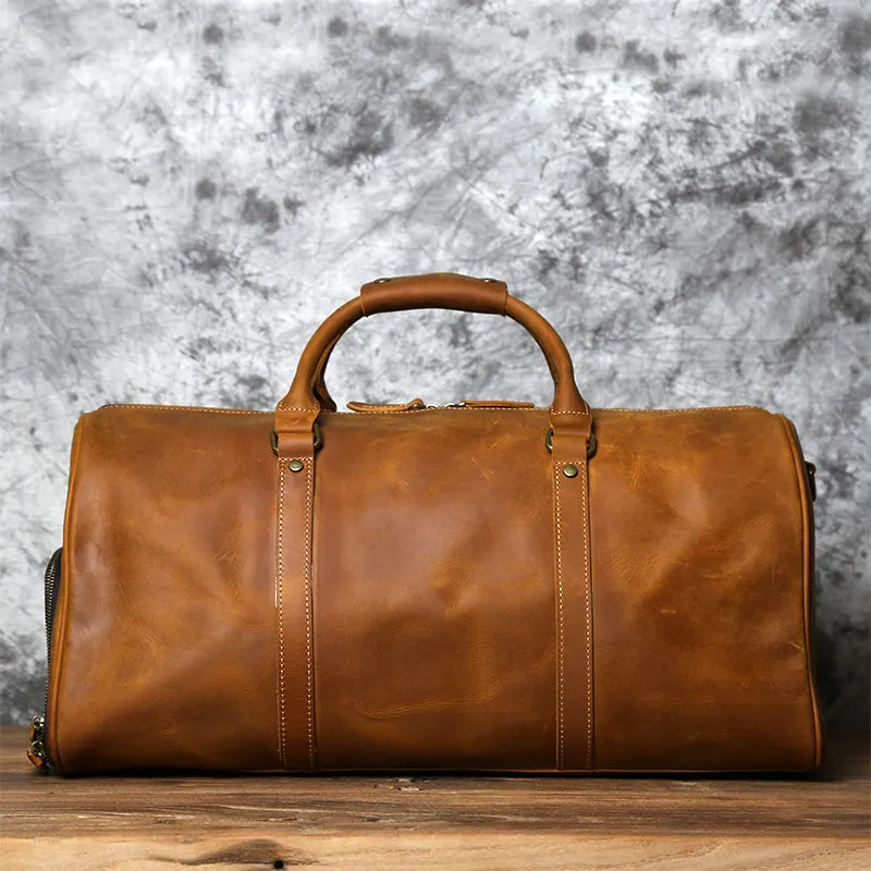 Full Grain Leather Duffle Bag, Large Travel Bag, Mens Leather Weekend Bag, Personalized Outdoor Bag, Holdall Bag