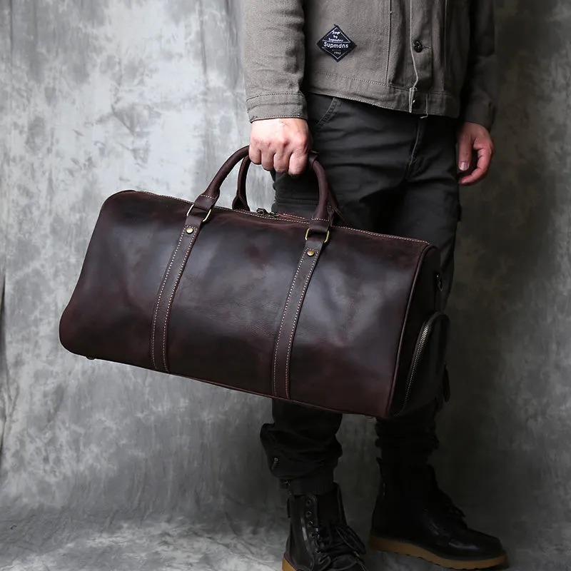 Full Grain Leather Duffle Bag, Large Travel Bag, Mens Leather Weekend Bag, Personalized Outdoor Bag, Holdall Bag