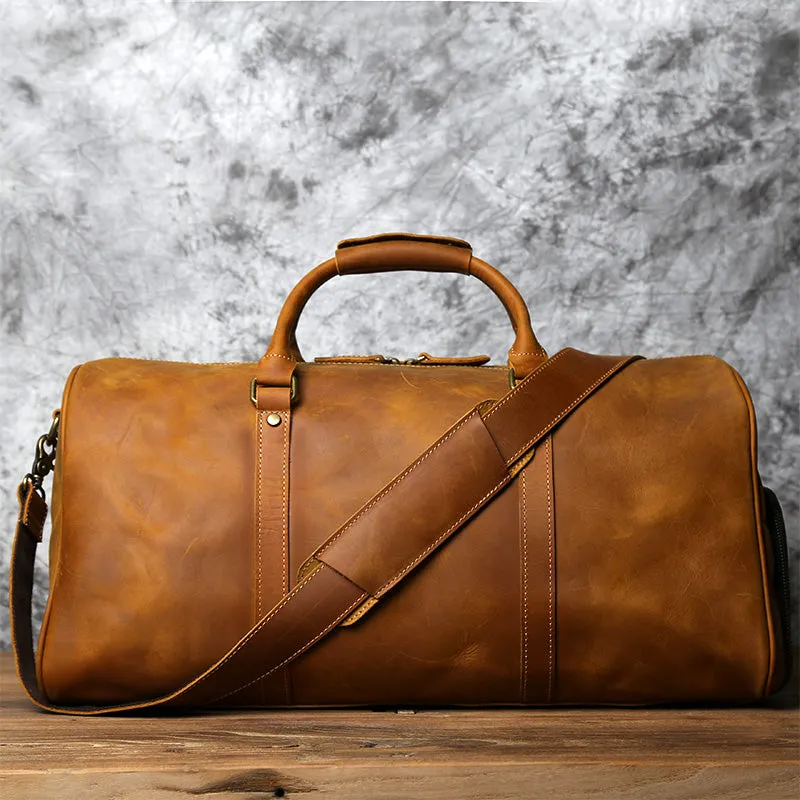 Full Grain Leather Duffle Bag, Large Travel Bag, Mens Leather Weekend Bag, Personalized Outdoor Bag, Holdall Bag