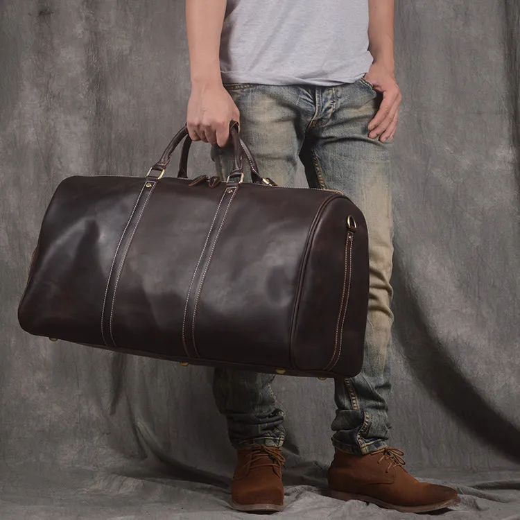 Full Grain Leather Duffle Bag, Large Travel Bag, Mens Leather Weekend Bag, Personalized Outdoor Bag, Holdall Bag