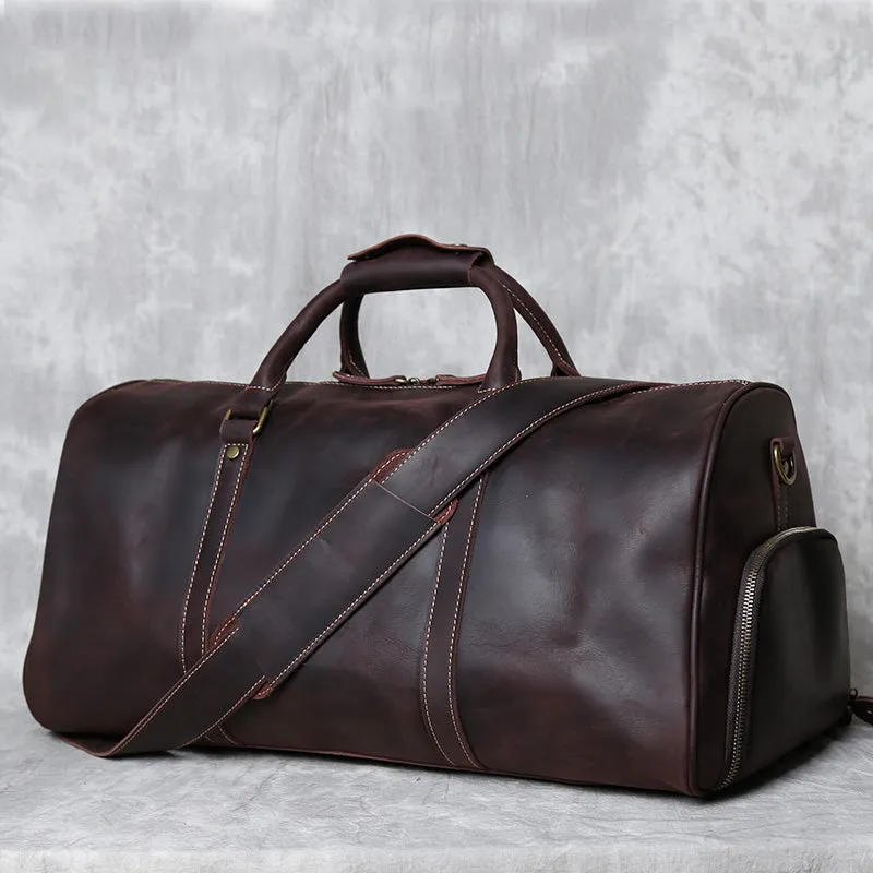 Full Grain Leather Duffle Bag, Large Travel Bag, Mens Leather Weekend Bag, Personalized Outdoor Bag, Holdall Bag