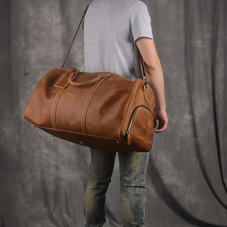 Full Grain Leather Duffle Bag, Large Travel Bag, Mens Leather Weekend Bag, Personalized Outdoor Bag, Holdall Bag