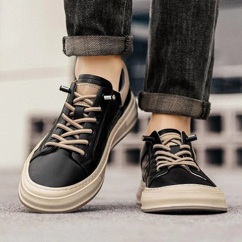 GE231 Men's Leather Flats Vulcanized Casual Sneakers Shoes