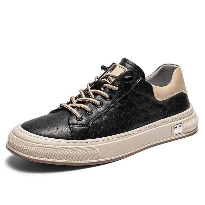 GE231 Men's Leather Flats Vulcanized Casual Sneakers Shoes