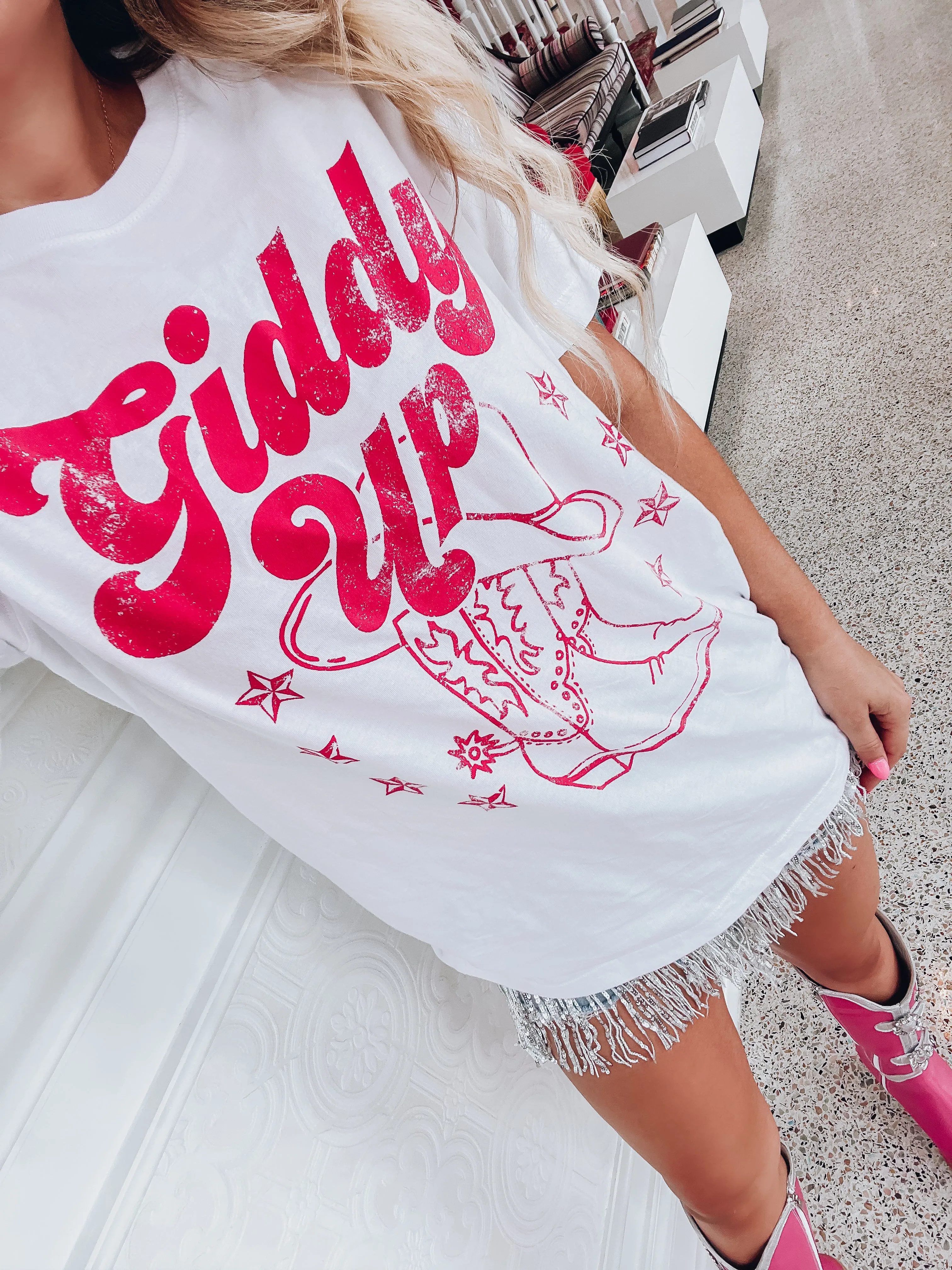 Giddy Up Graphic Tee - White