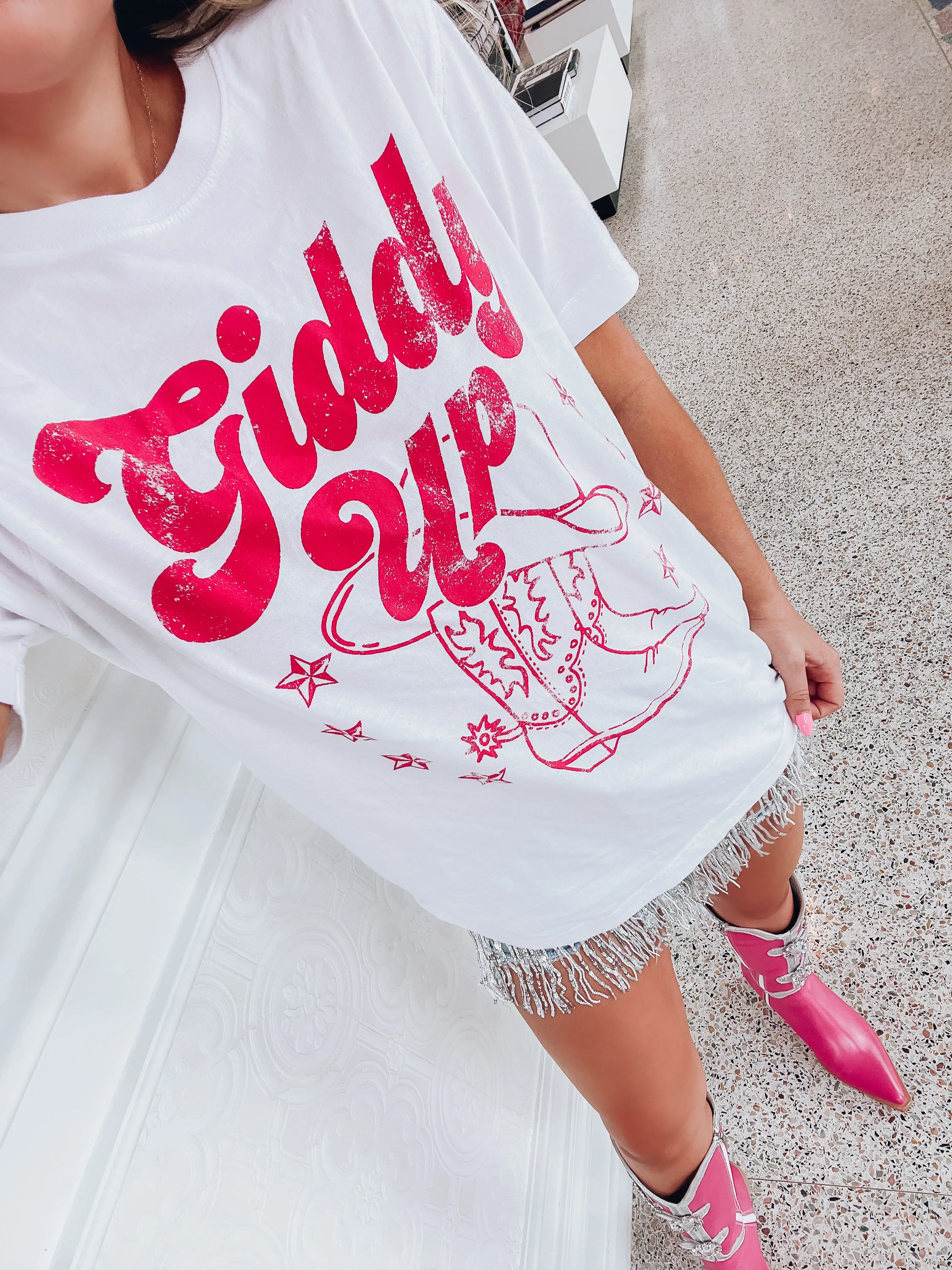 Giddy Up Graphic Tee - White