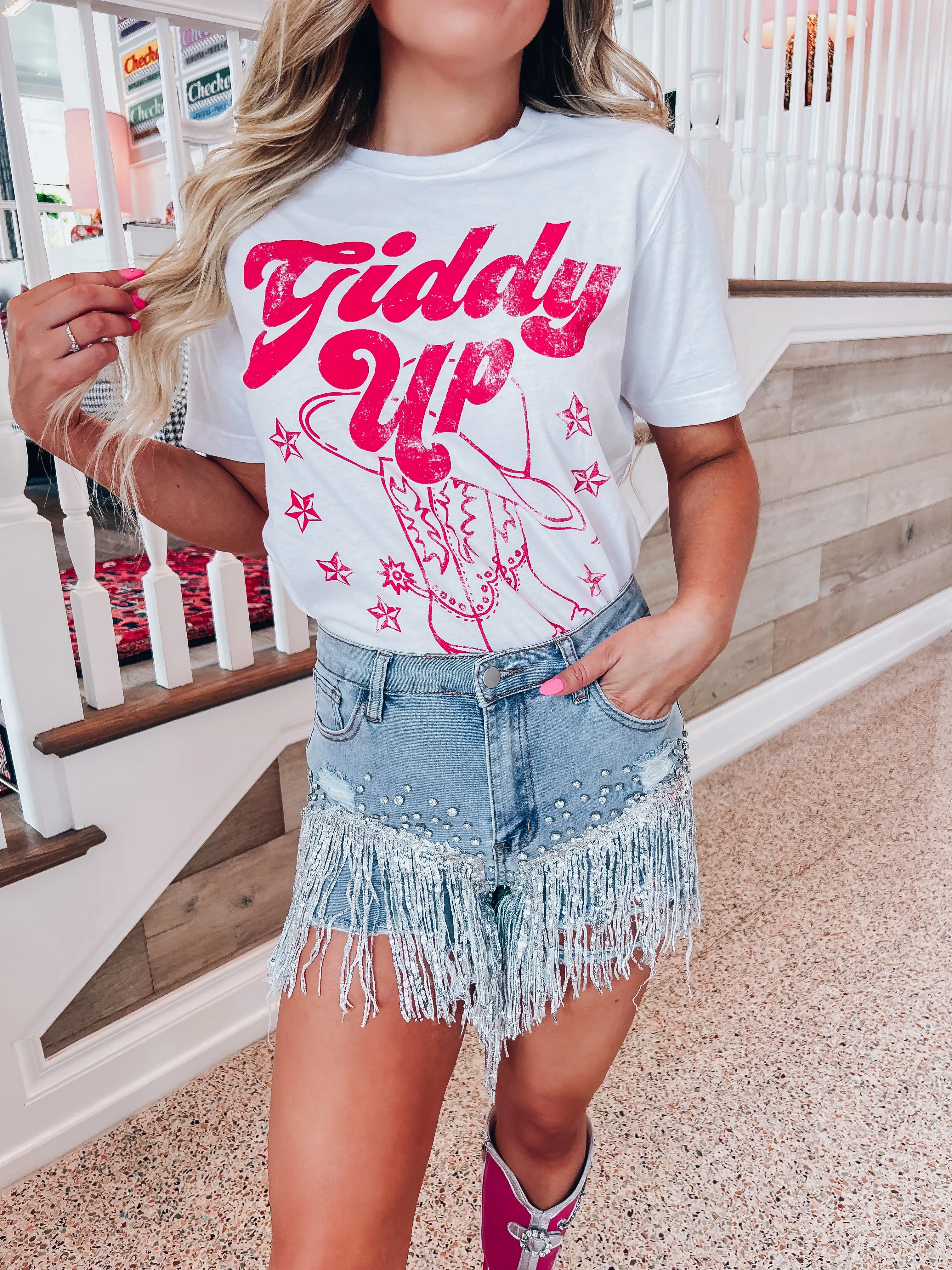 Giddy Up Graphic Tee - White