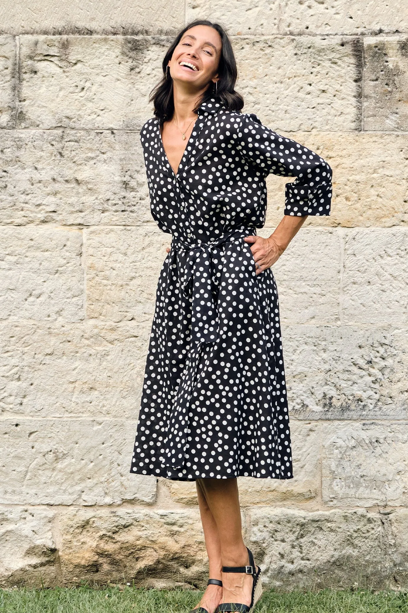 Gina Polka Dot Dress Black and White