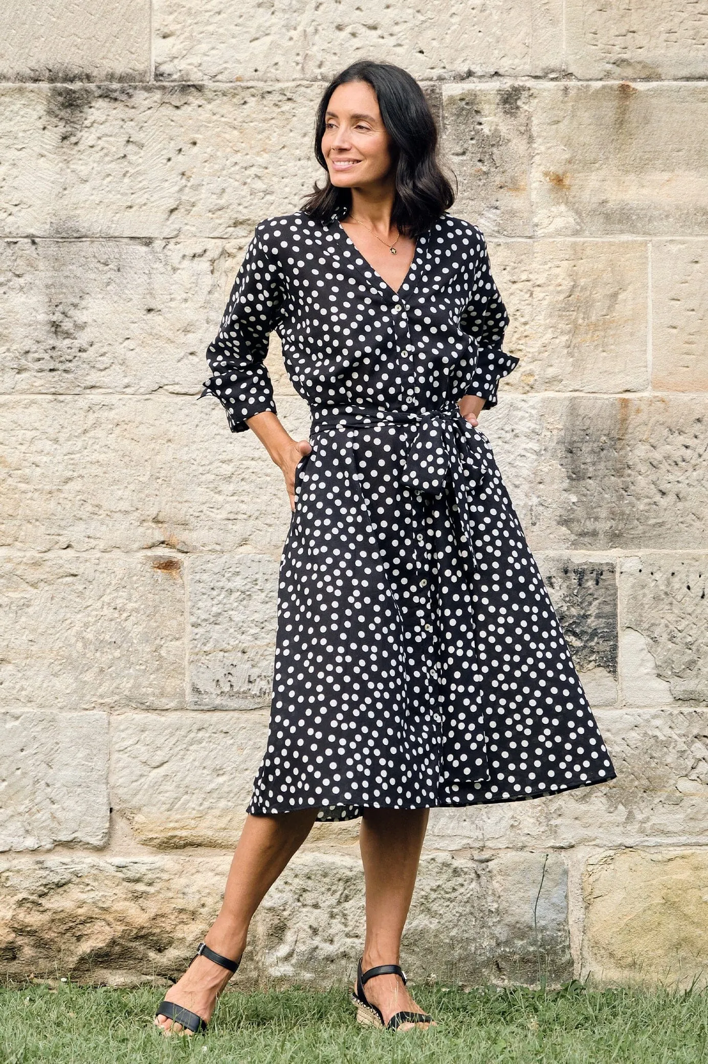 Gina Polka Dot Dress Black and White