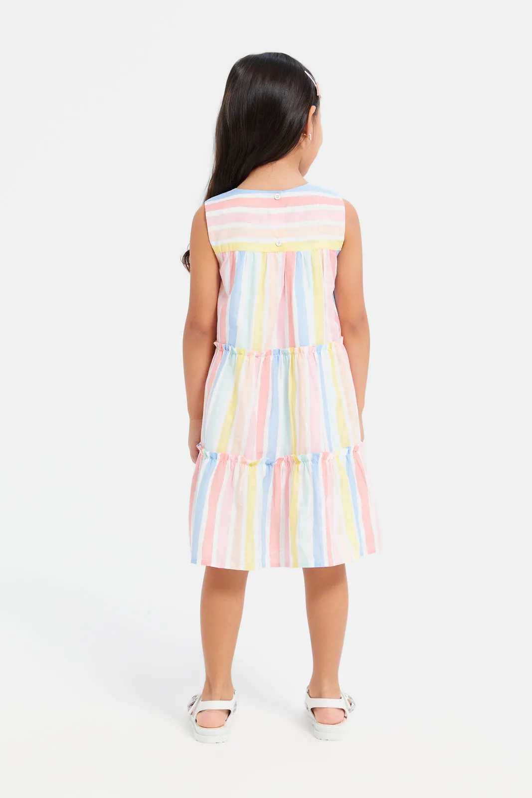 Girls Multicolored Striped Dress