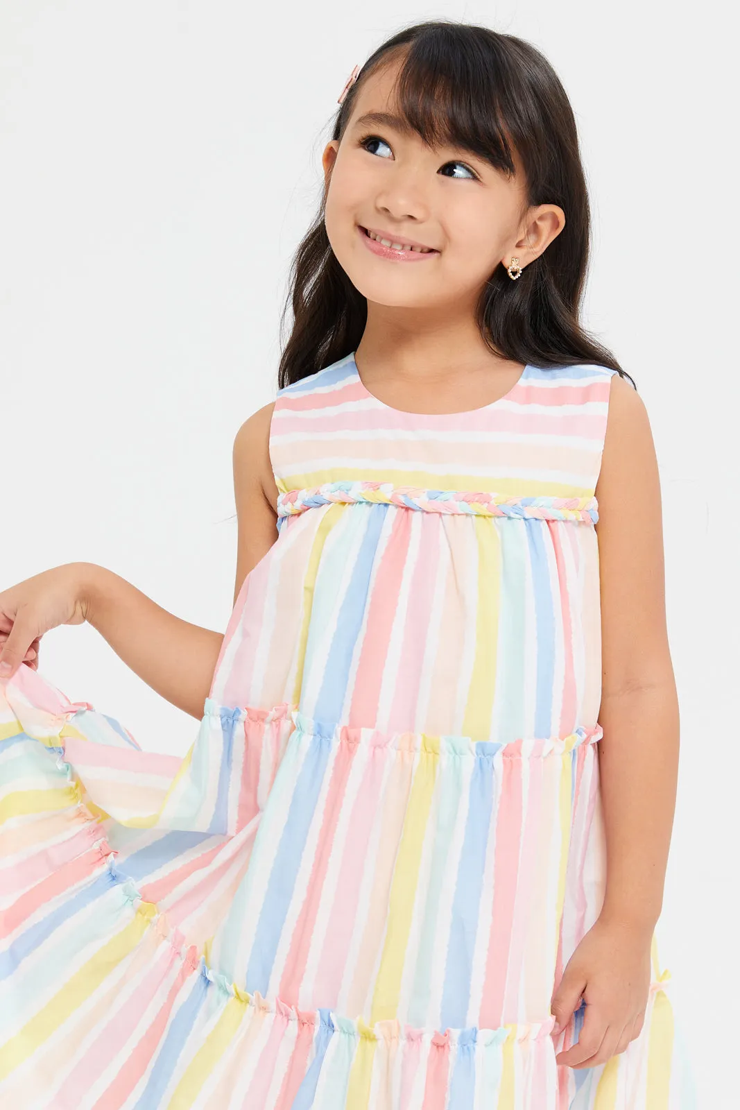 Girls Multicolored Striped Dress