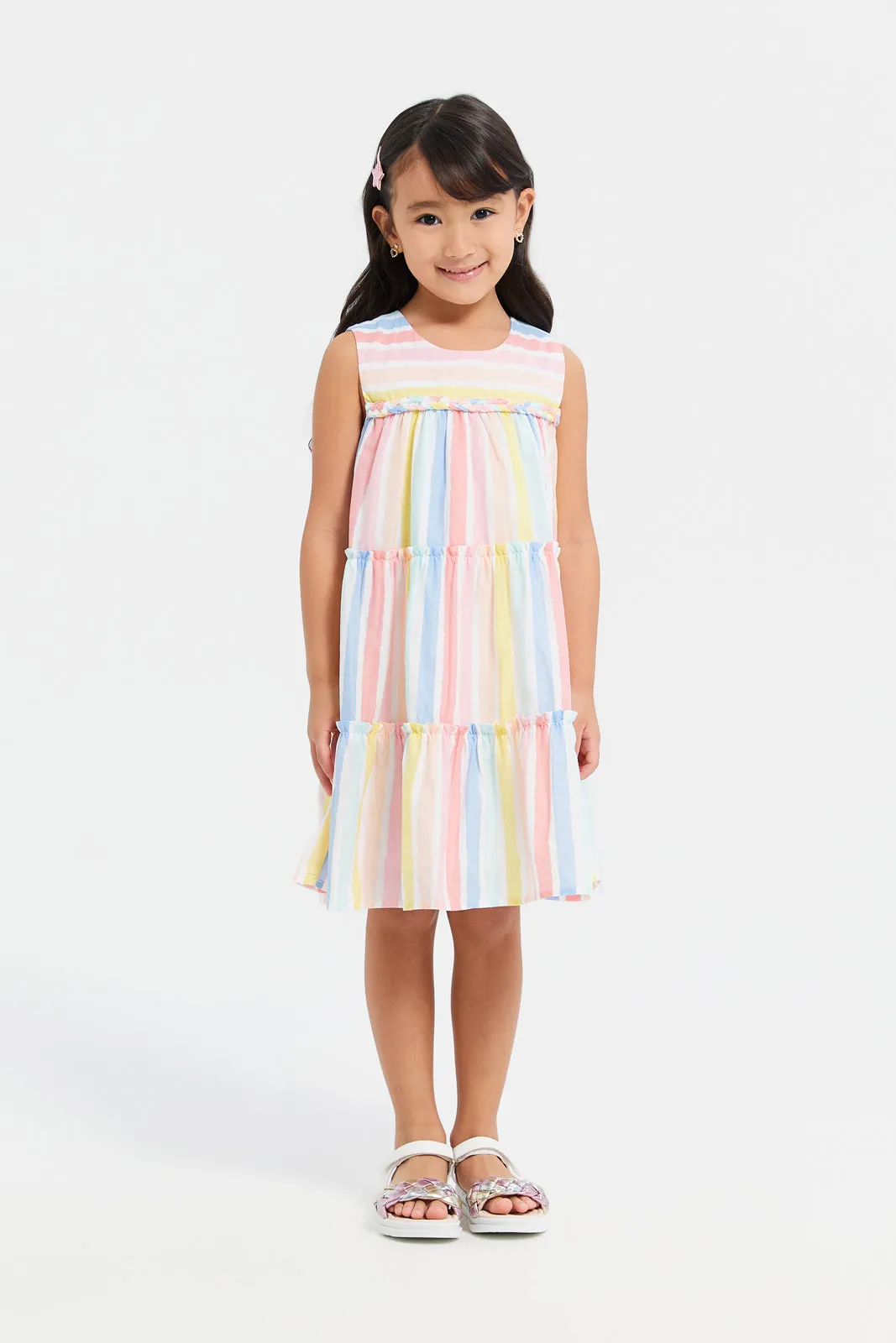 Girls Multicolored Striped Dress