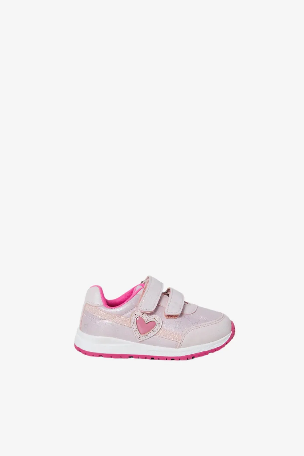 Girls Pink Heart Print Colour Block Sneakers