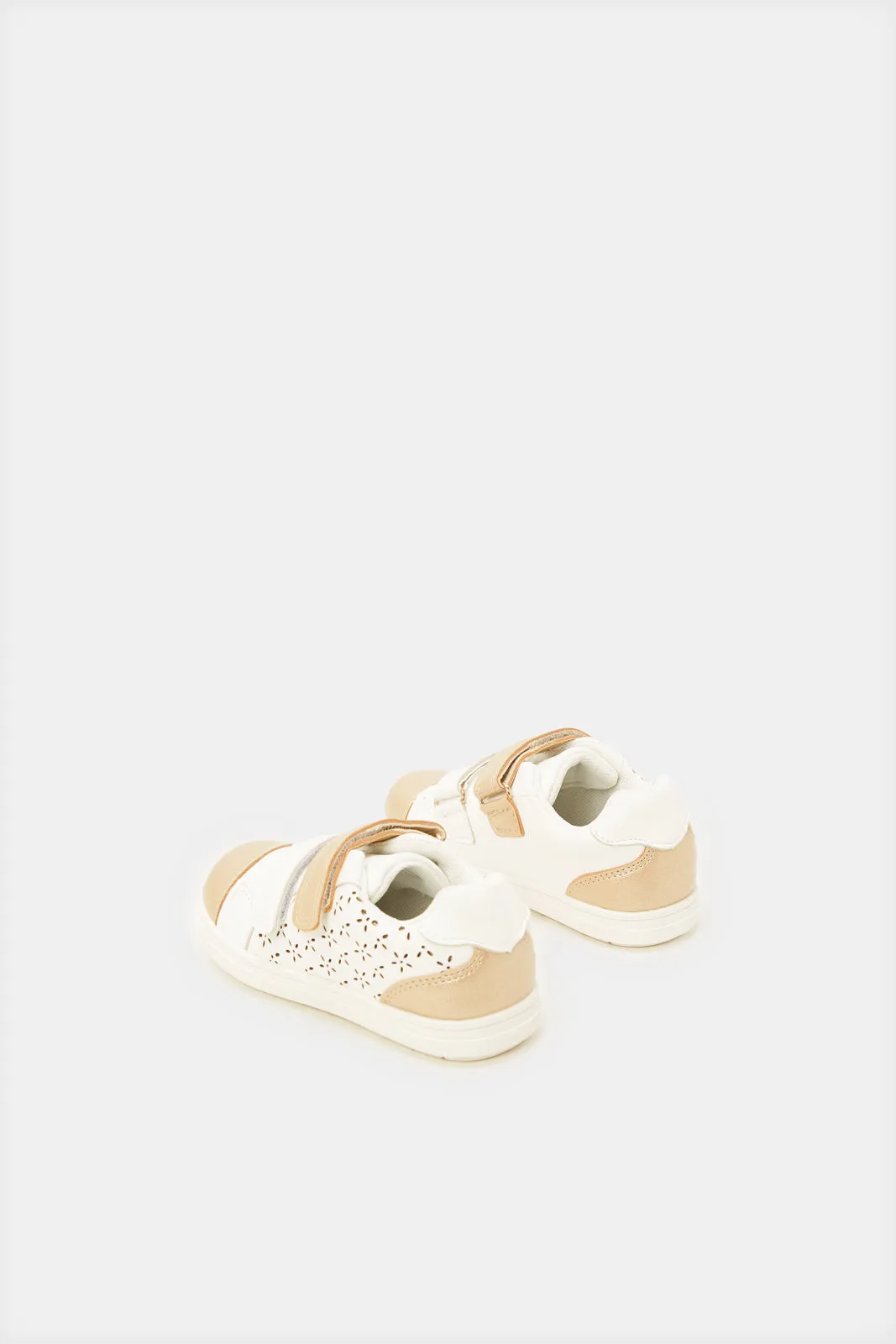 Girls White Laser Cut Sneaker