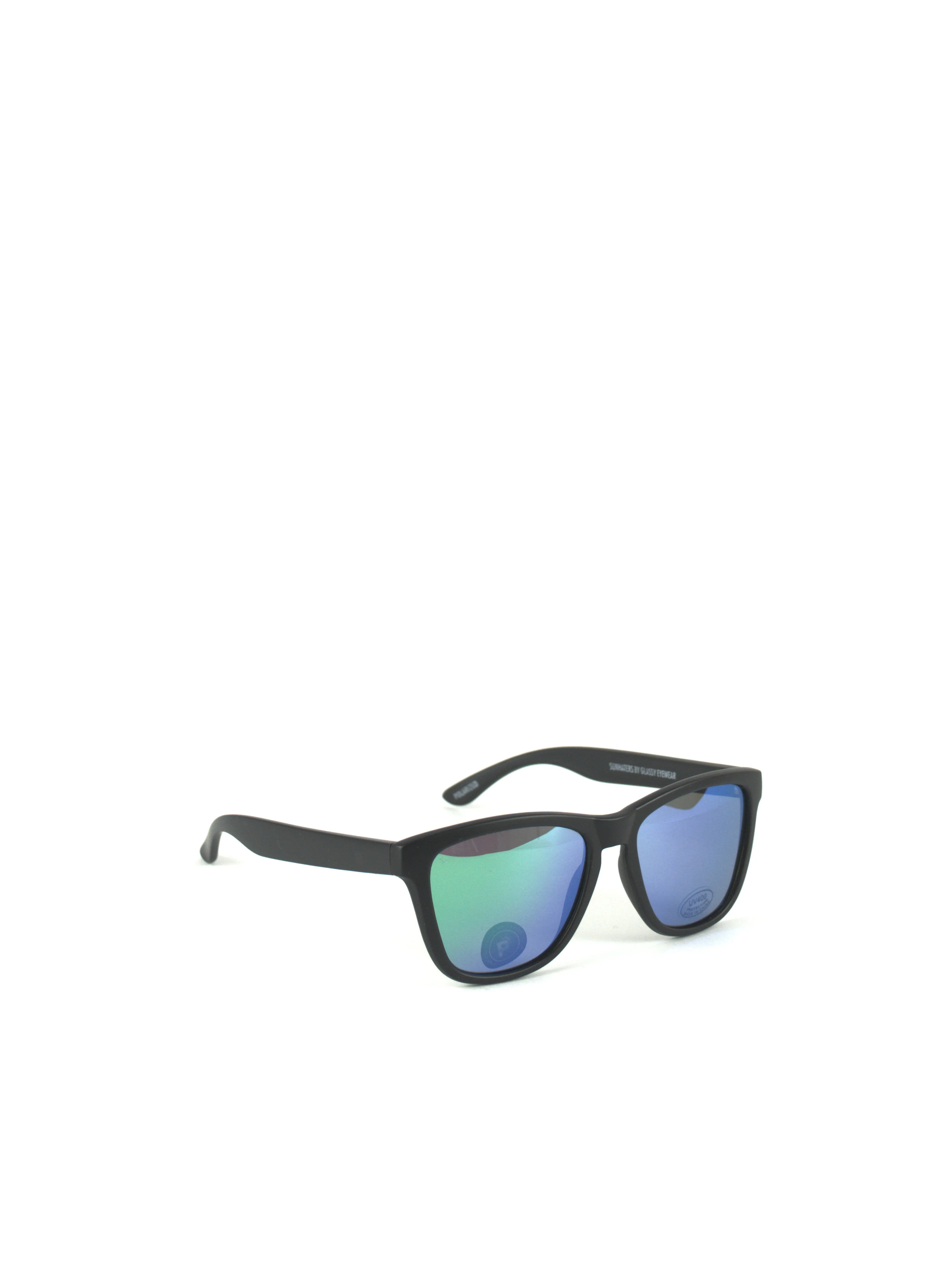 Glassy - Deric - Polarized Sunlasses - Matt Black / Green Mirror