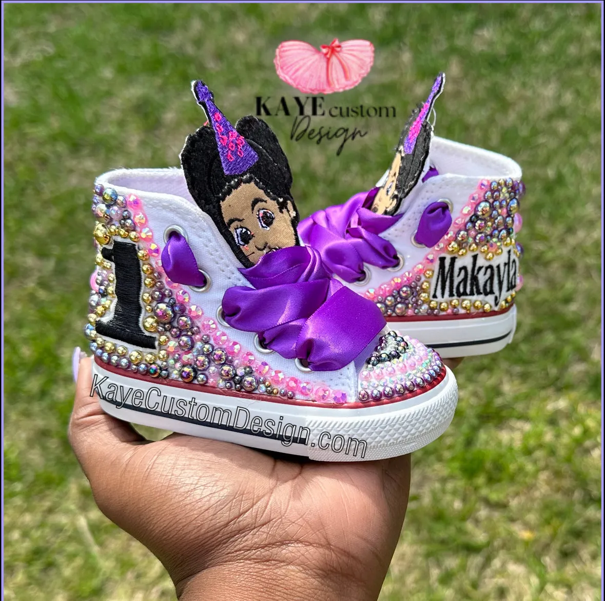 Gracie’s Corner Purple Shoes | Pink Bling Rhinestone Shoes