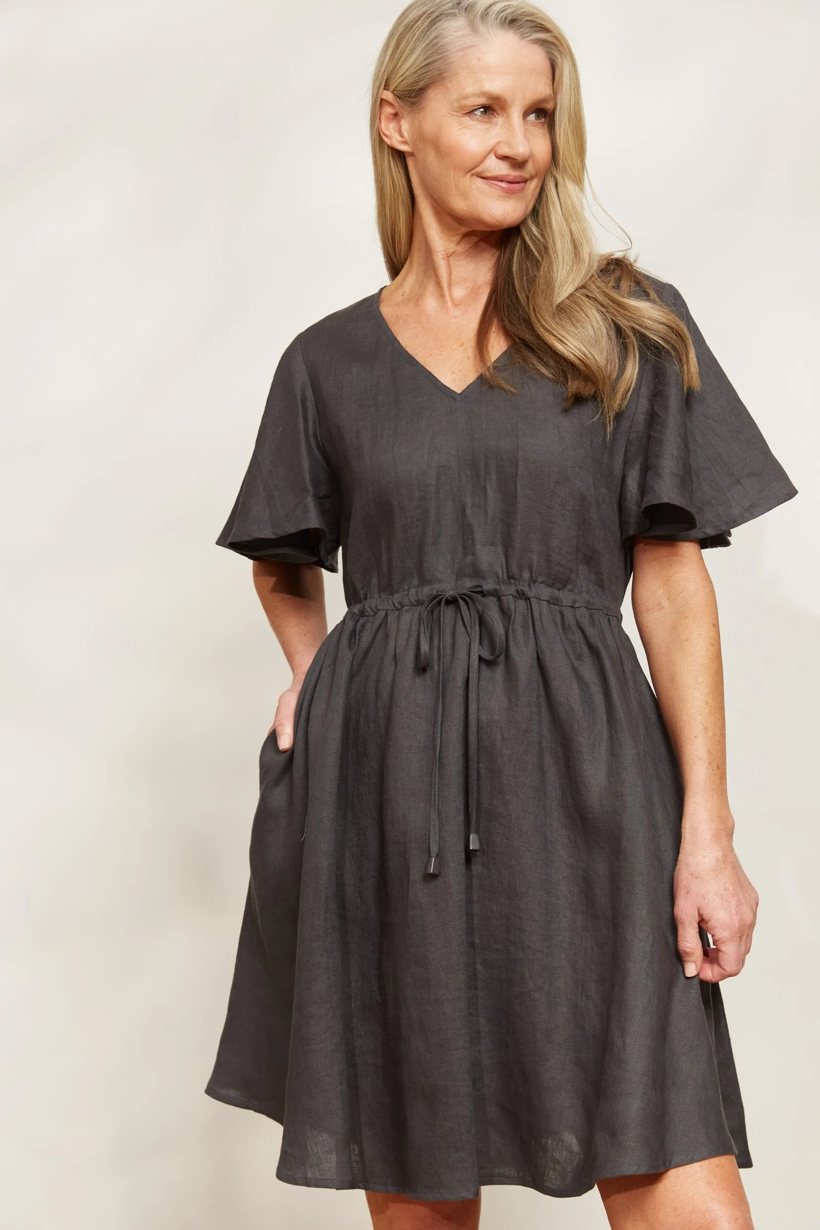 Halcyon Tie Dress - Oyster