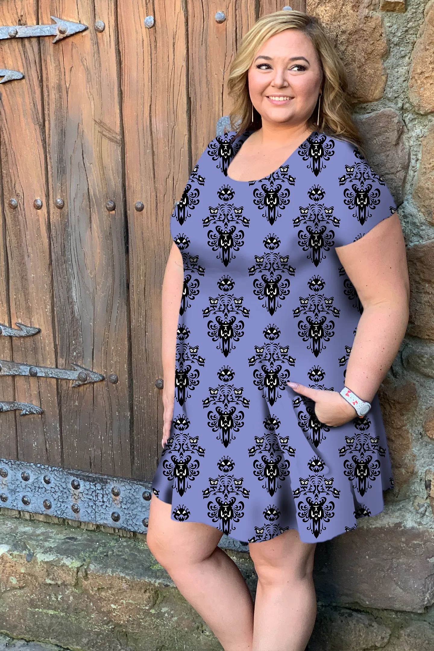 Haunted Mansion Wallpaper Women's Swing Dress