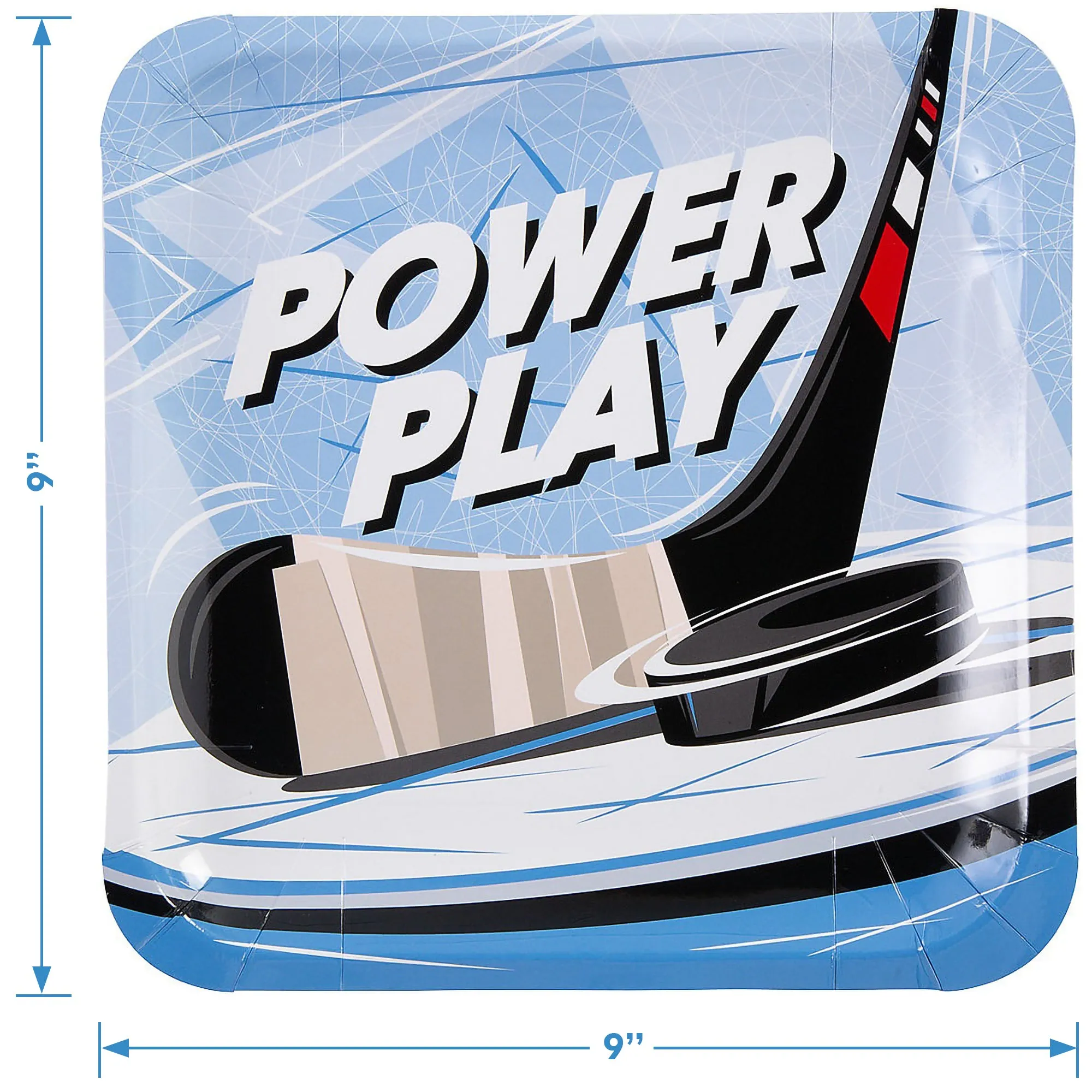 Hockey Party Supplies - Power Play Paper Plates Skate and Ice Skate Napkins (Serves 16)