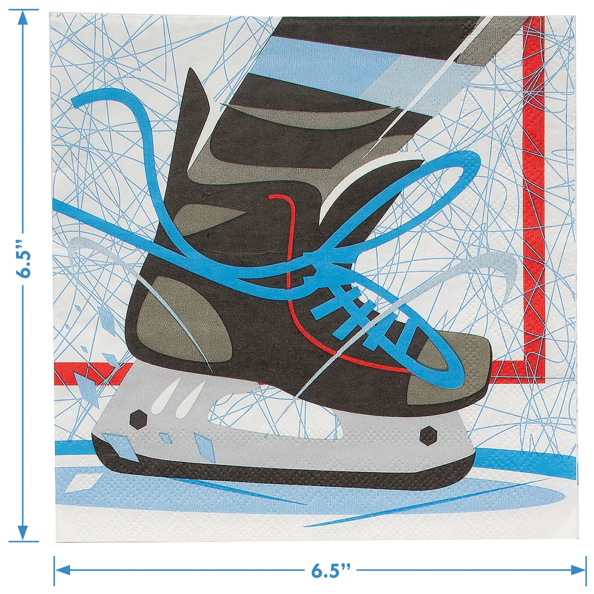 Hockey Party Supplies - Power Play Paper Plates Skate and Ice Skate Napkins (Serves 16)