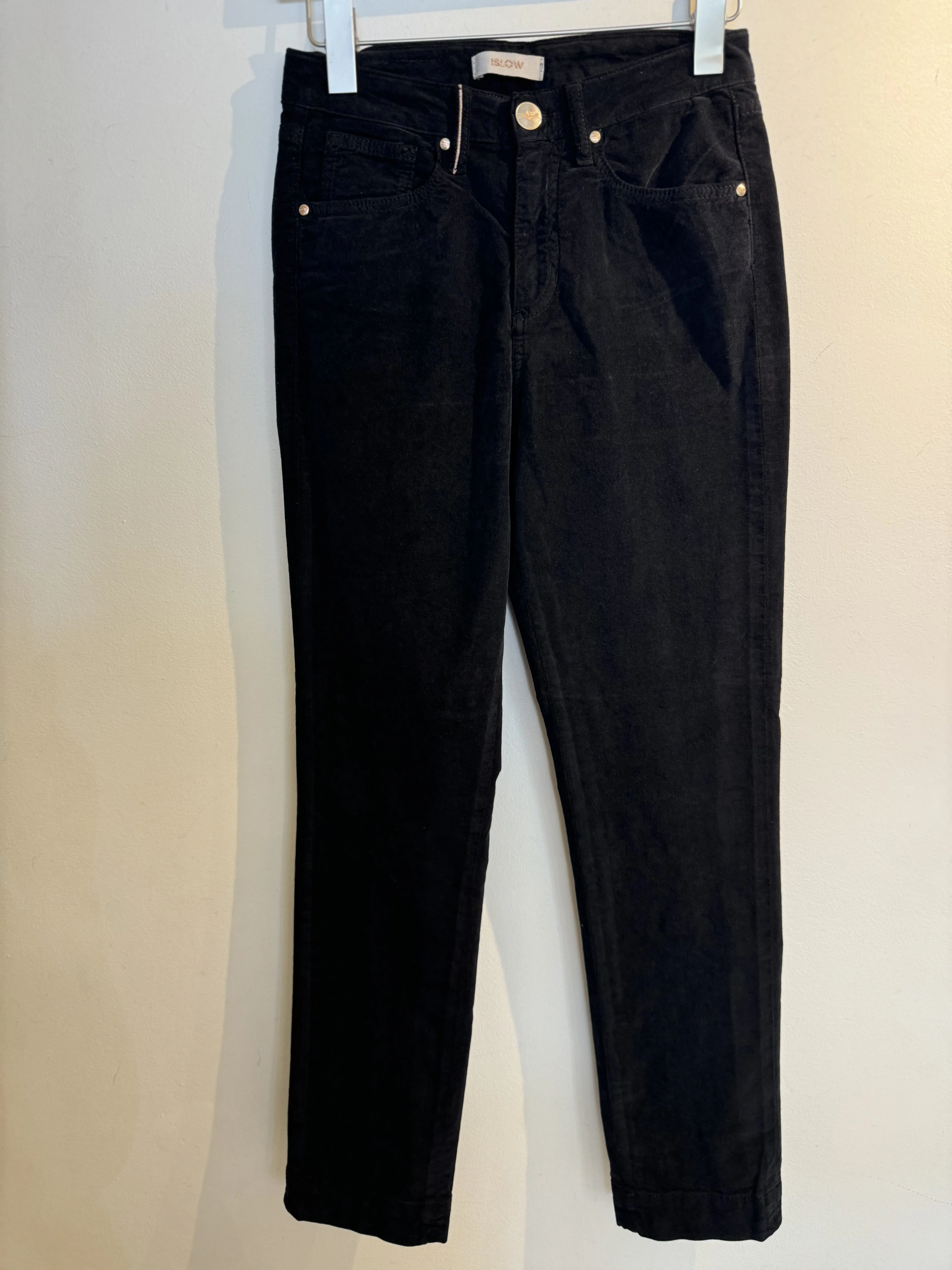 Islow Black Stretch Cotton Velvet Jeans