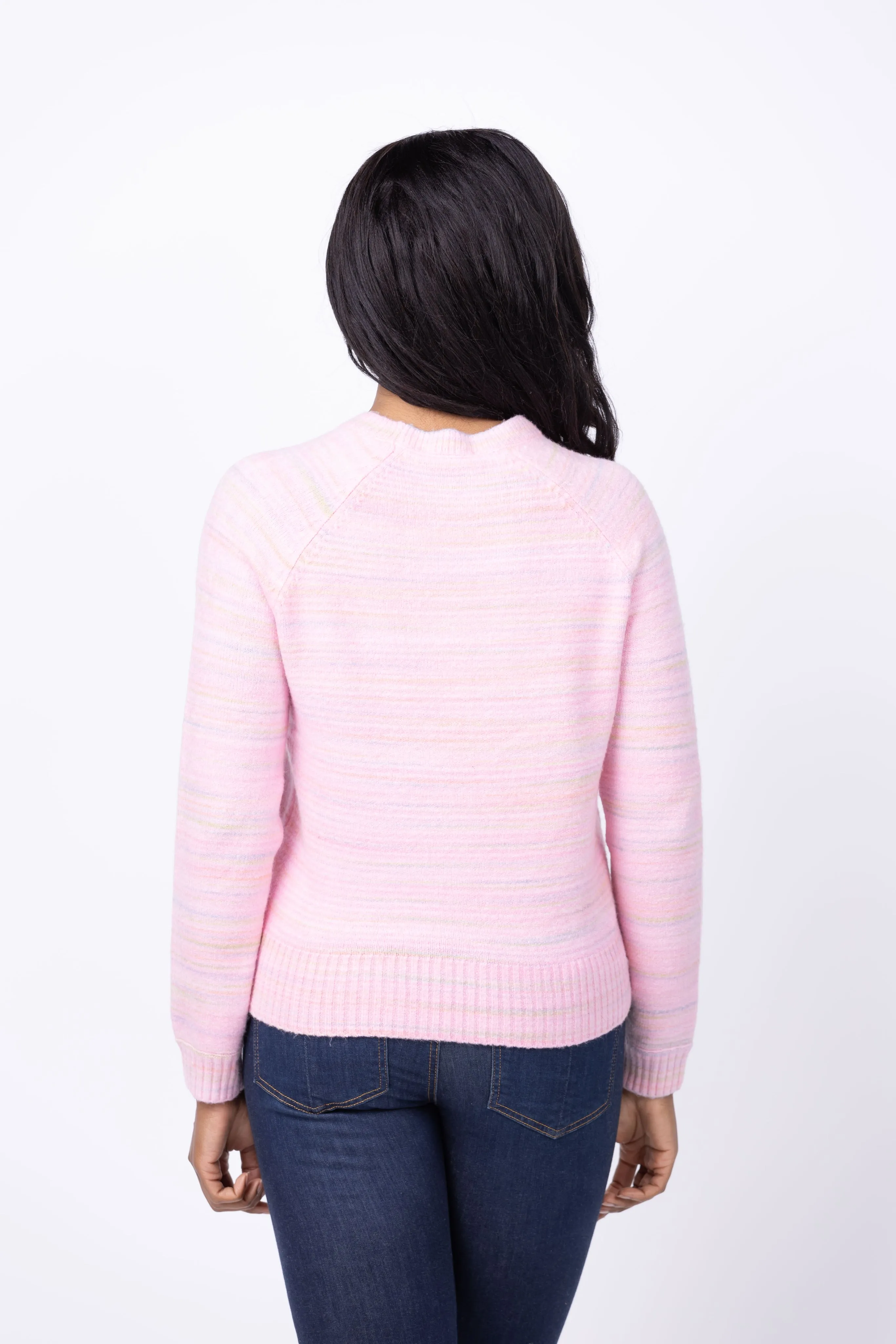 J. Society Crewneck Sweater in Multicolor Pink