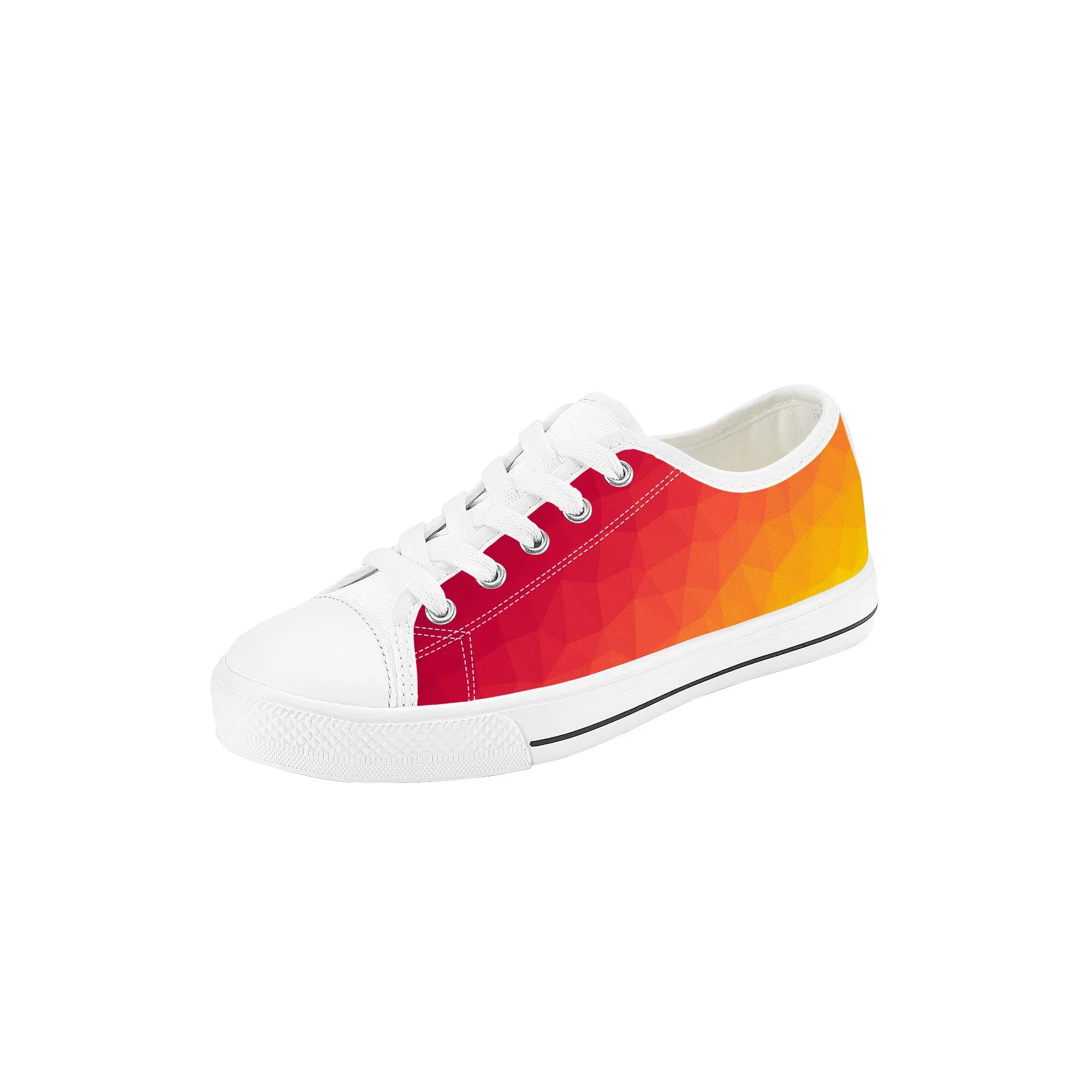 Kids Low Top Canvas Sneakers - Orange/Red