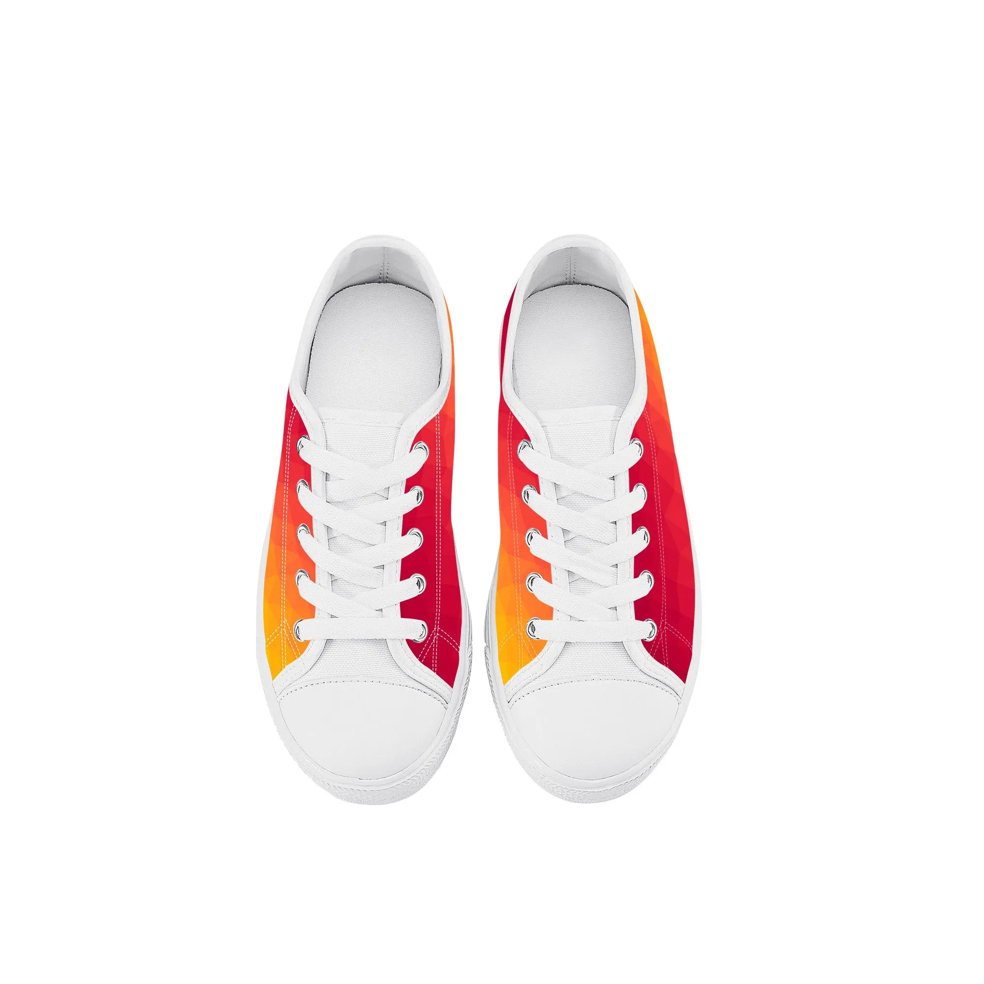 Kids Low Top Canvas Sneakers - Orange/Red