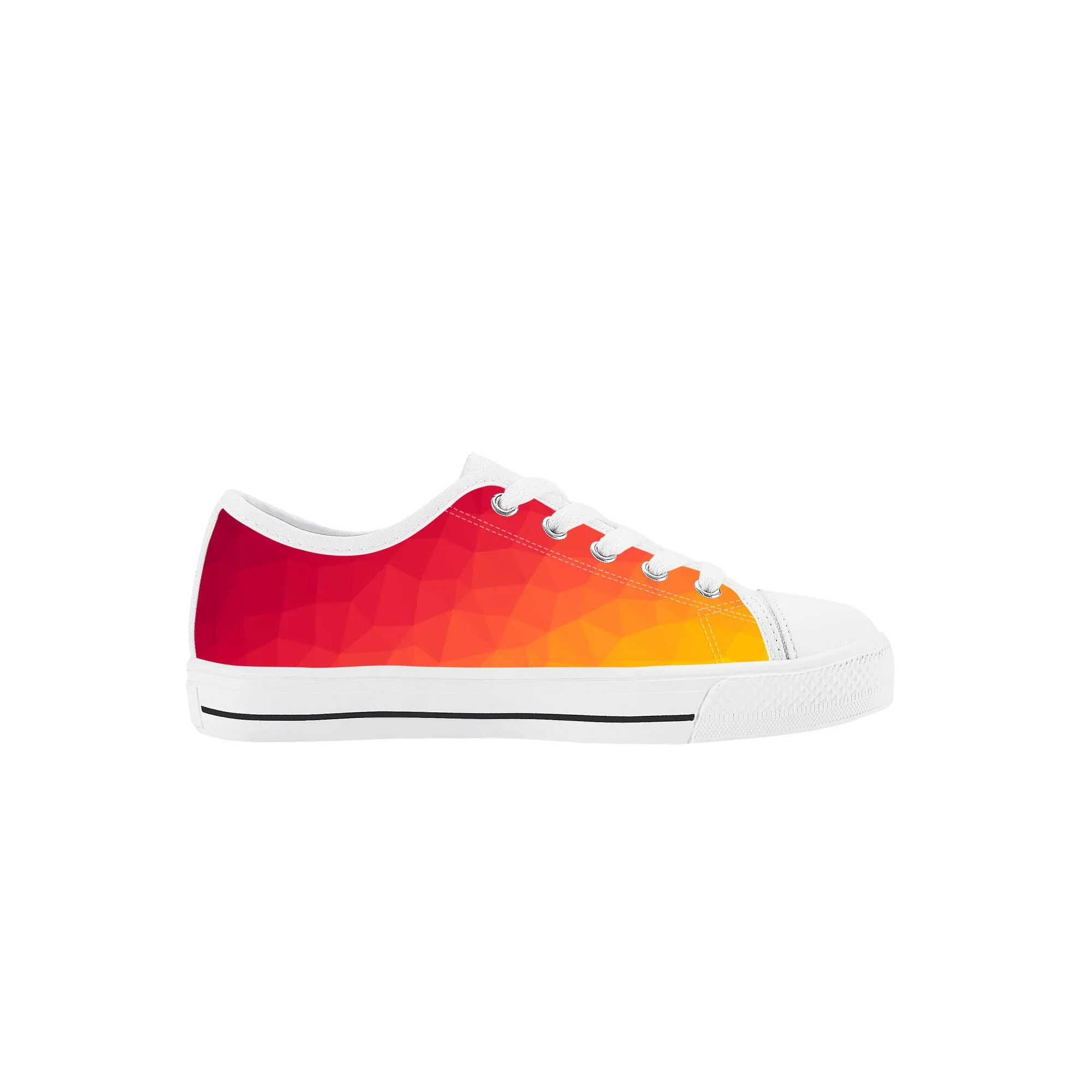 Kids Low Top Canvas Sneakers - Orange/Red