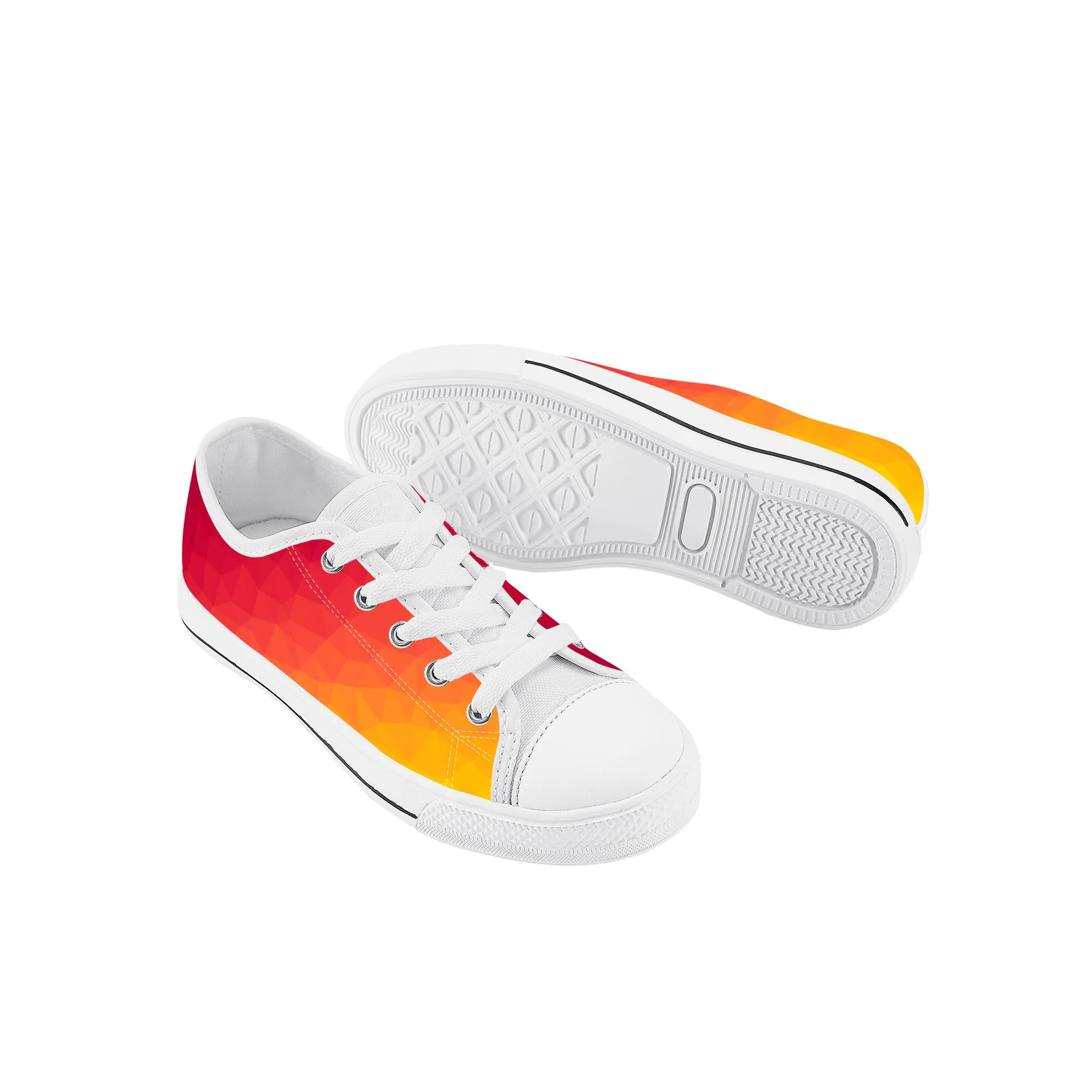 Kids Low Top Canvas Sneakers - Orange/Red