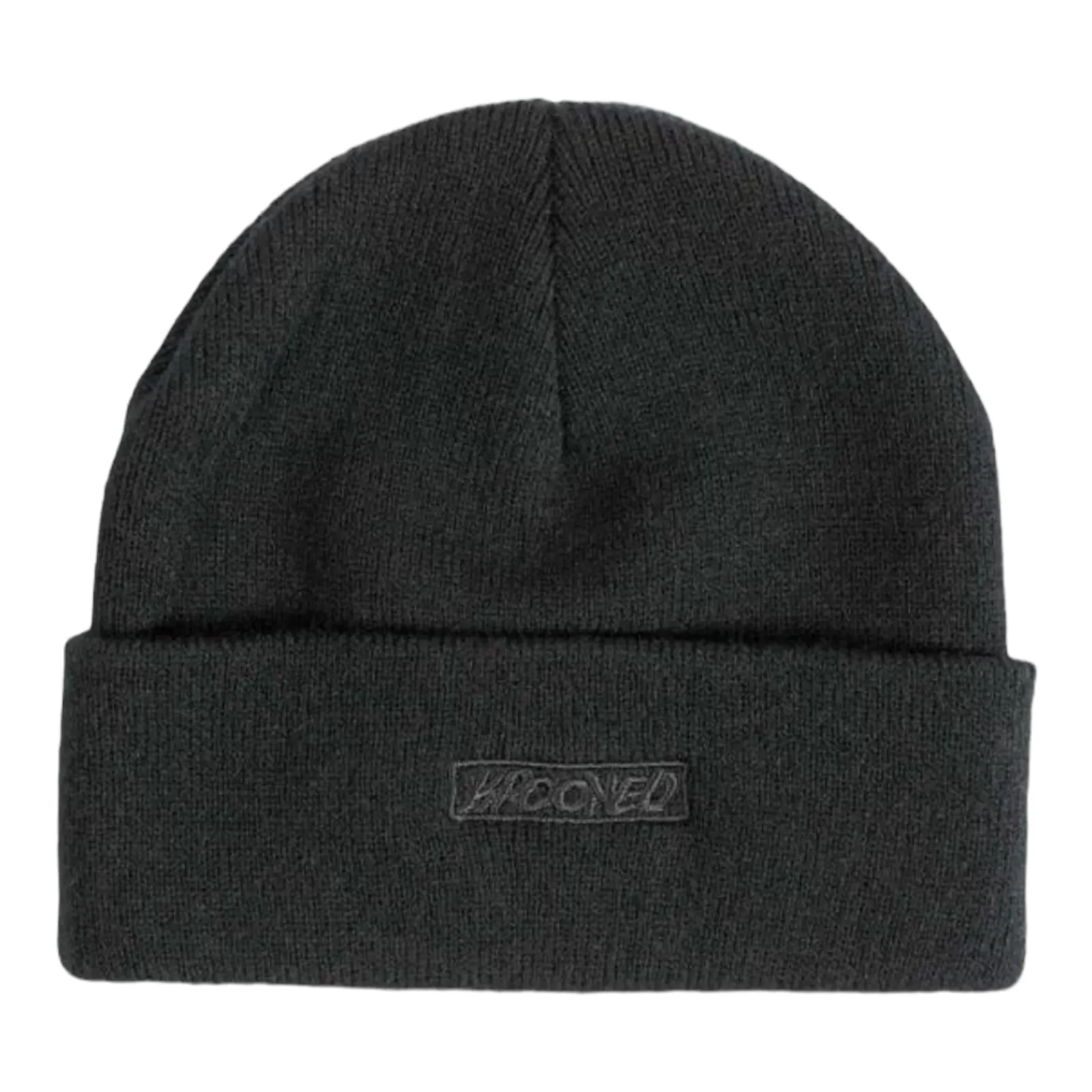 Krooked Moonsmile Script Cuff Beanie - Black/Black